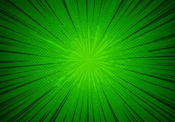 Fototapeta premium Green Comic Book Burst Background: Dynamic Radial Design