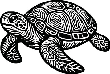 Fototapeta premium Line Art Illustration of sea Turtle. Vector Graphic.