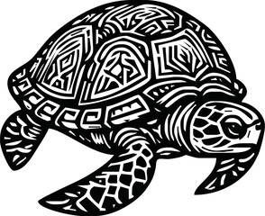 Line Art Illustration of sea Turtle. Vector Graphic.