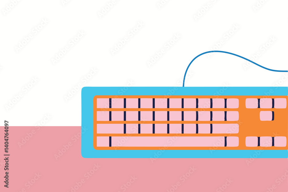 Aufkleber minimalistic computer keyboard illustration with flat design in bold colors on pastel background