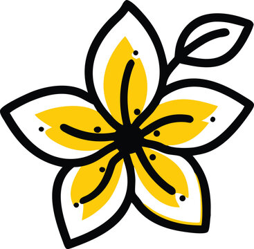 yellow flower black outline simple design clip art preview