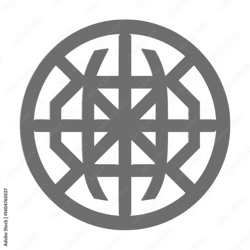Aufkleber Abstract Gray Globe Icon with Geometric Design on White Background for Global Concepts