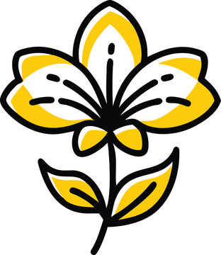 yellow flower with black outline clip art preview