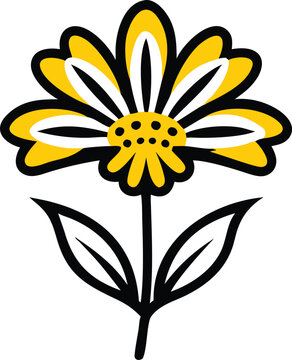 yellow flower with black outline clip art preview