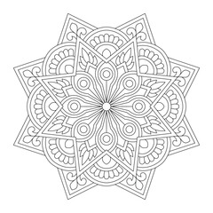 Circular pattern in the form of a mandala colouring book page, vector file