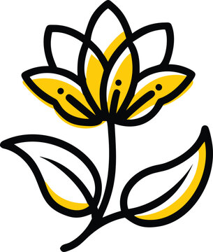 yellow flower with black outline clip art preview