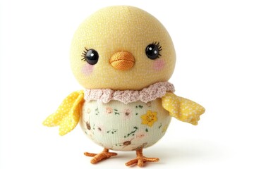 Stuffed Fabric Chick Toy with Floral Pattern