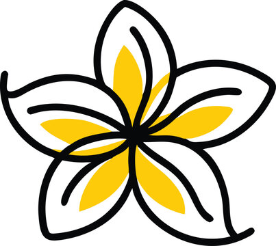 yellow and white flower with black outline clip art preview