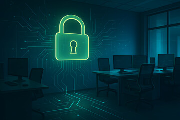 Secure office network environment ensuring data protection monitoring vulnerabilities preventing hacking threats reinforcing corporate cybersecurity compliance establishing reliable digital infrastruc