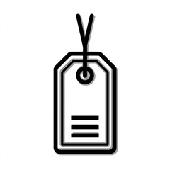 Simple Black and White Price Tag with String, Perfect for Retail or Shopping Concepts, Minimalist Design