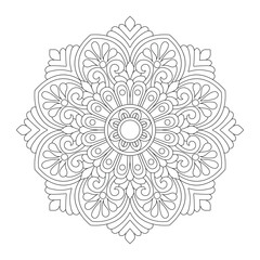 Easy Mandala Black and White Circle Outline coloring book page