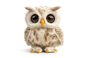 Obraz premium Cute Owl Standing Isolated on White Background