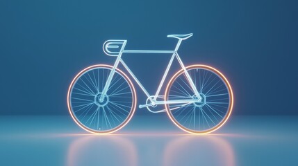 Fototapeta premium Modern bicycle design showcased with vibrant neon lighting in a minimalist setting at night