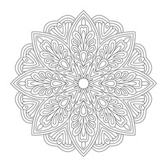 Fashionable Mandala of Coloring Book Page for Adults and Children, vector file