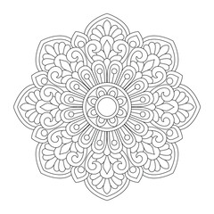 Floral Decorative mandala Coloring book page, vector file