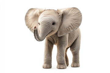 Obraz premium Baby Elephant Standing Isolated on White Background