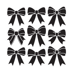 Decorative Ribbons and Bows Silhouette Set for Craft and Design