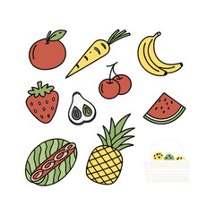 set of fruits and vegetables