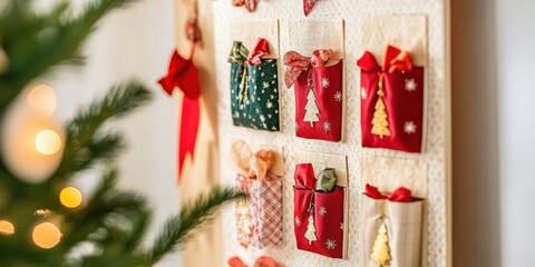 A close-up of a beautifully decorated Advent calendar 