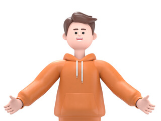 3D illustration of male guy Qadir with a management cycle graph.Transparent Background Mockup.Supports PNG files with transparent backgrounds.