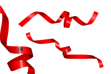 Set of flag ribbon with colors of Albania  for independence day celebration decoration