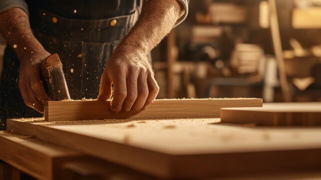 Carpenter building wooden cabinets. Featuring carpentry and cabinet design
