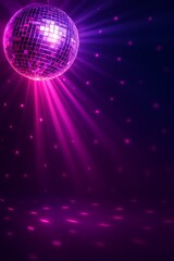 Sparkling Disco Ball with Purple Lights and Dazzling Reflections