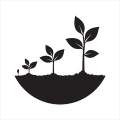 Plant Growth Stages black silhouette
