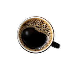 Overhead View of a Cup of Black Coffee with Foam