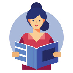 woman-reading-newspaper-in-a-flat-design-vector image on white background