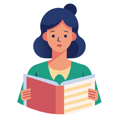 woman-reading-newspaper-in-a-flat-design-vector image on white background