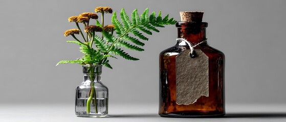 Herbs & Bottle Still Life