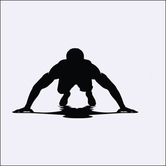 Obraz premium Pushups Silhouette, Fitness Move