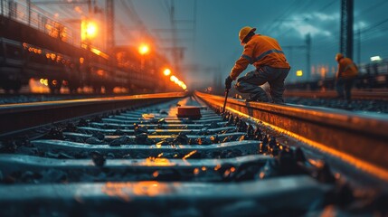 Night Railway Maintenance: A Lone Worker on the Tracks