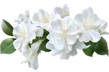 A bouquet delicate white flowers, isolated on a transparent background for elegant designs.