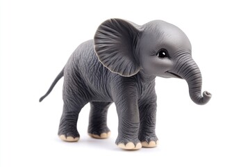 Obraz premium Adorable Baby Elephant Figurine: Realistic Gray Sculpture with Gentle Mood