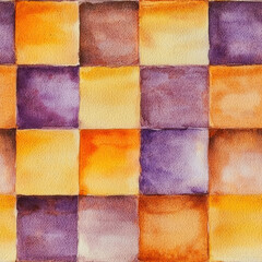 Fototapeta premium Muted checkered grid in minimalist watercolor texture