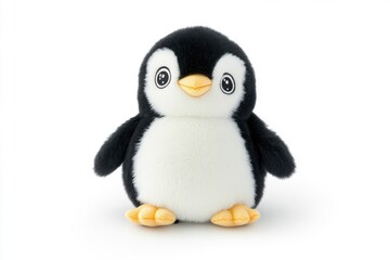 Naklejka premium Adorable Plush Penguin: Soft, Black and White, Childlike Charm