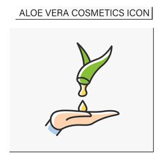 Beauty procedure color icon. Aloe vera extract for hands moisturizing. Hands care. Spa procedure. Aloe vera cosmetics concept. Isolated vector illustration