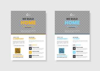 Construction flyer for house repair with a4 size creative design, vector design for print