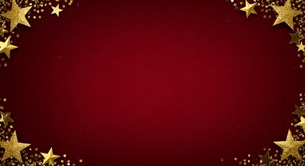 Elegant crimson backdrop adorned with shimmering golden celestial figures