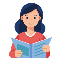 woman-reading-newspaper-in-a-flat-design-vector image on white background