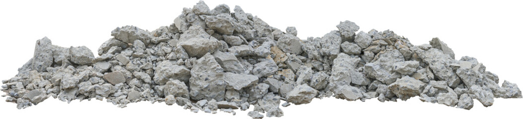 A large pile of rubble consisting of various sizes of broken concrete pieces, ideal for...