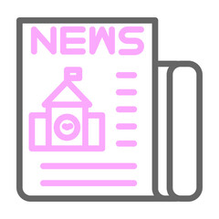 College News Vector Line Lt Pink Grey Icon Design