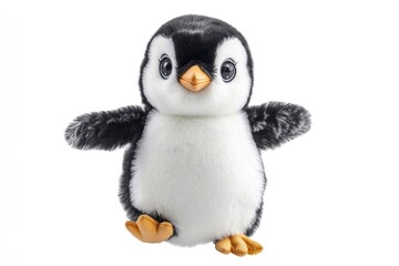 Fototapeta premium Cute Penguin Plush Toy on White Background Soft and Playful