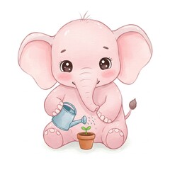 Fototapeta premium pink baby elephant