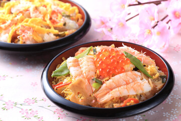 色あざやかな日本の伝統料理のちらし寿司