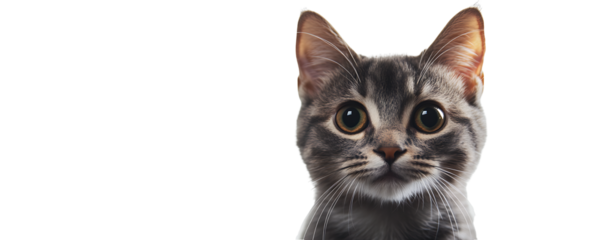 A British kitten with a curious gaze, isolated on a transparent background for pet themes.