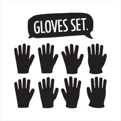 gloves set black silhouette
