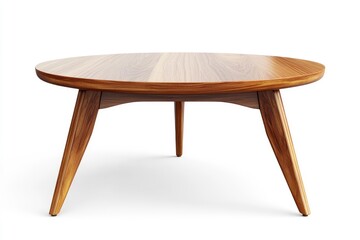 Fototapeta premium Wooden Round Coffee Table on White Background Furniture Design